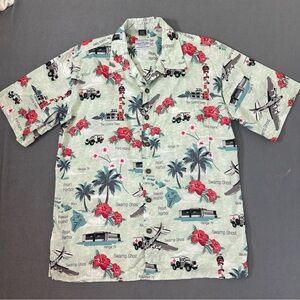 David Carey Originals Military Hawaiian Shirt Mens Large